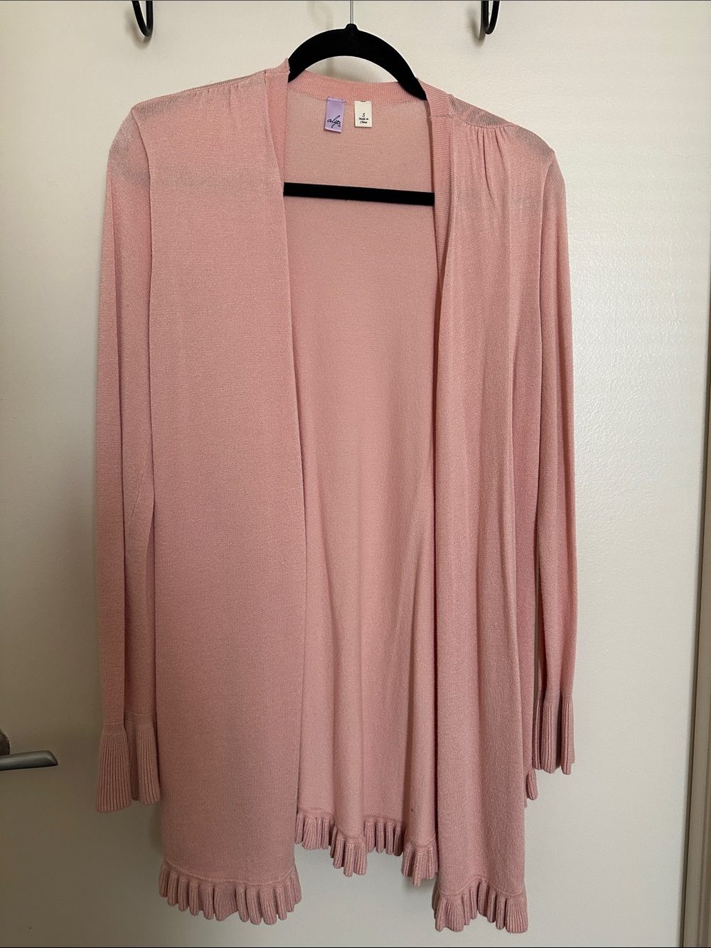 Light Pink Open-Front Women's Sweater Cardigan